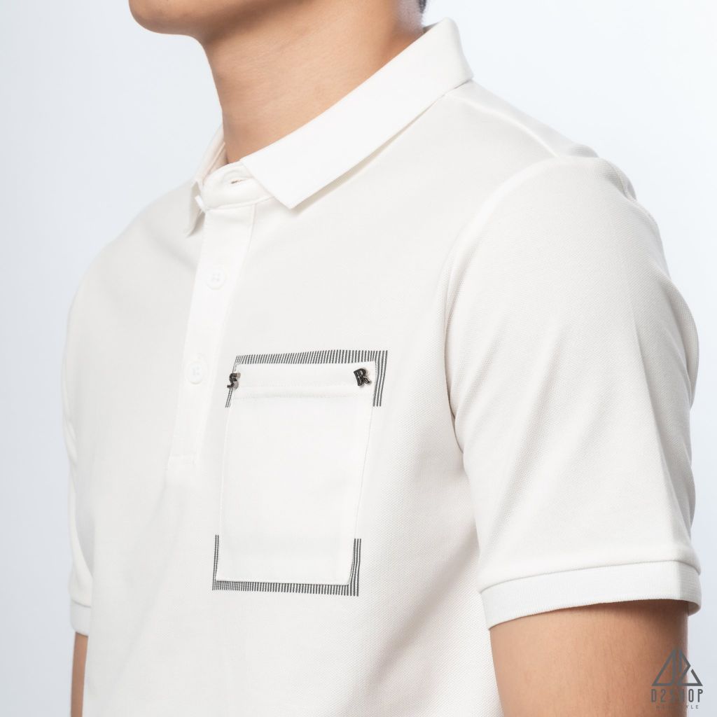 Polo túi đắp đính chữ S-R