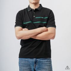 Áo polo phối 2 sọc ngực xanh lá