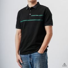 Áo polo phối 2 sọc ngực xanh lá