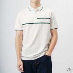 Áo polo phối 2 sọc ngực xanh lá