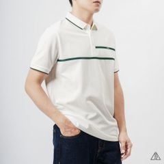 Áo polo phối 2 sọc ngực xanh lá
