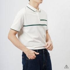 Áo polo phối 2 sọc ngực xanh lá