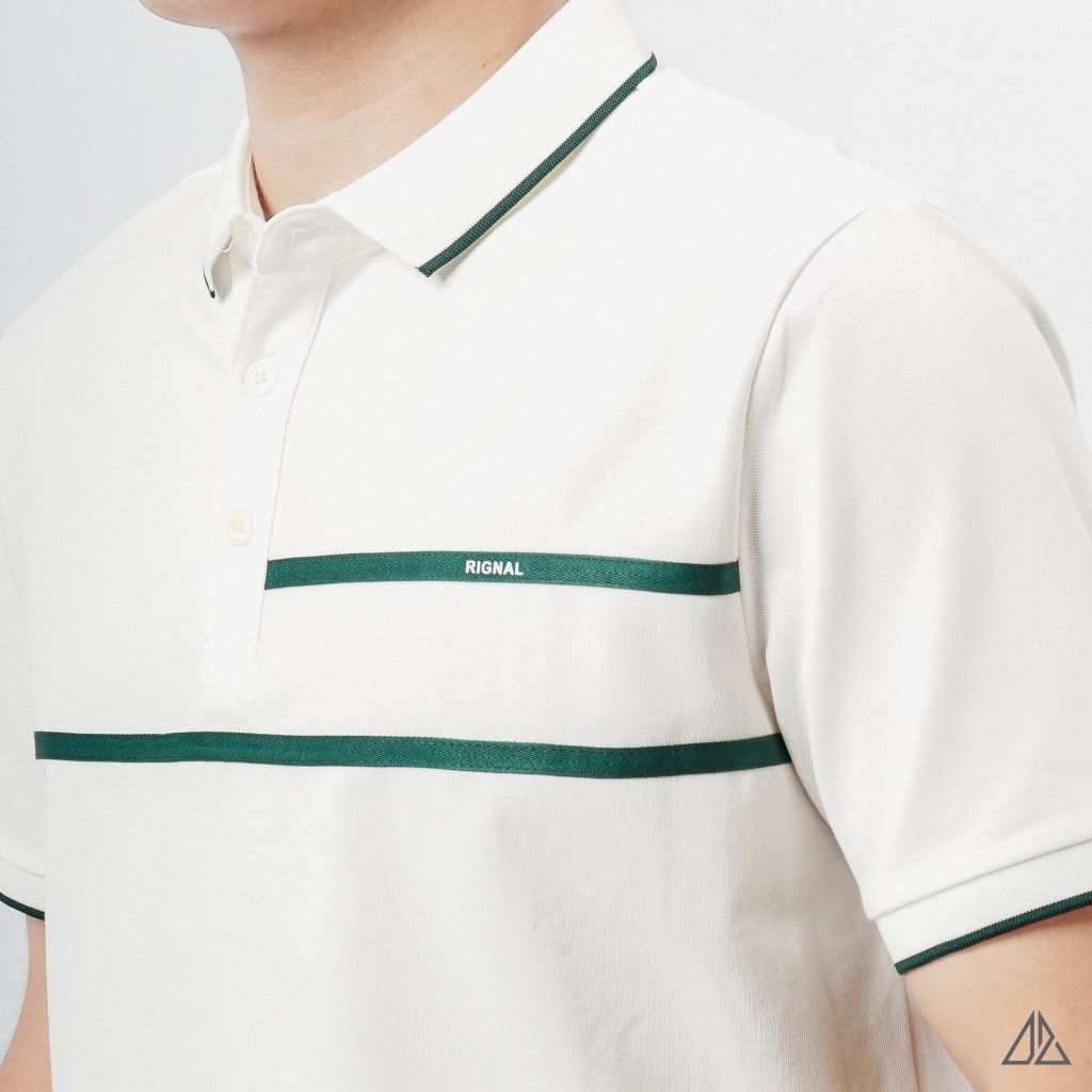 Áo polo phối 2 sọc ngực xanh lá