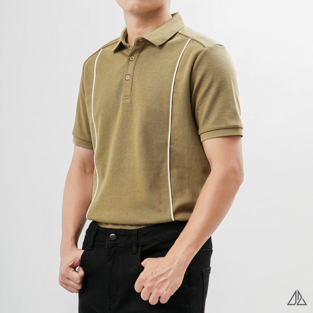 Áo polo phối 2 sọc đứng ngực