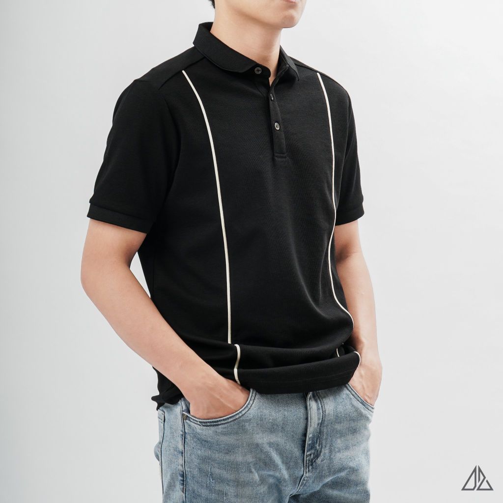 Áo polo phối 2 sọc đứng ngực