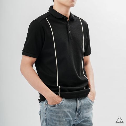 Áo polo phối 2 sọc đứng ngực