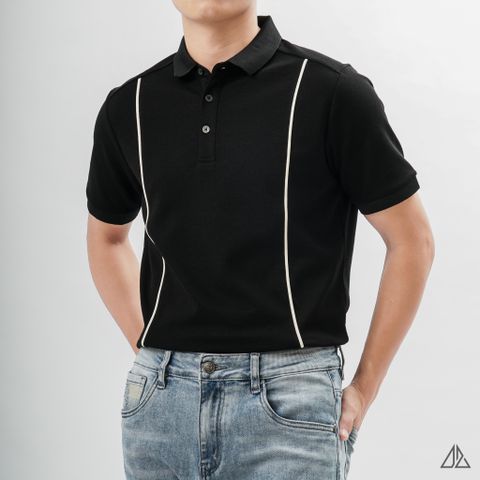 Áo polo phối 2 sọc đứng ngực