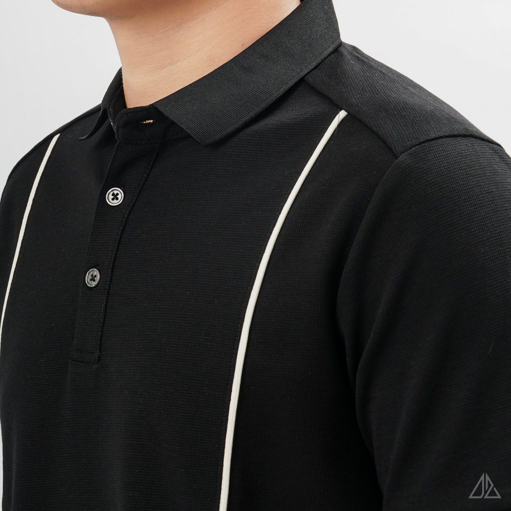 Áo polo phối 2 sọc đứng ngực