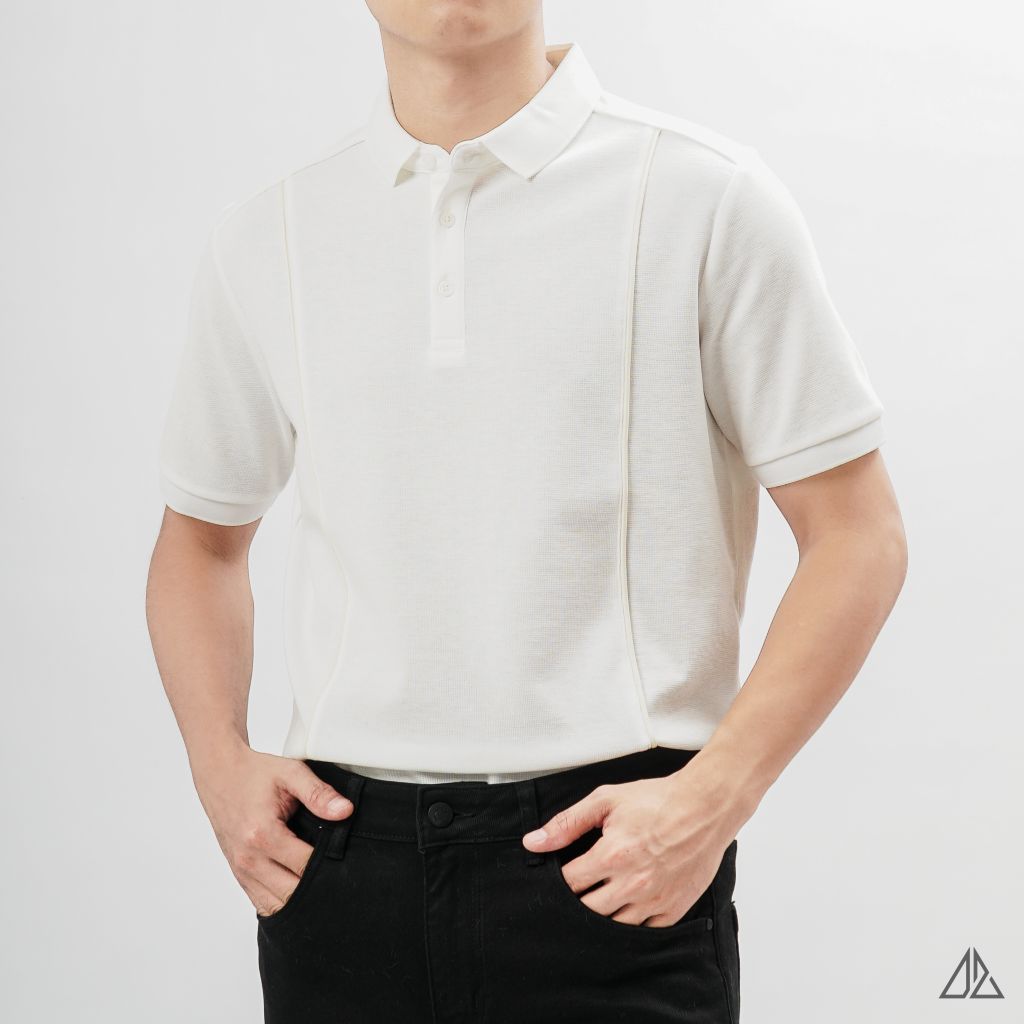 Áo polo phối 2 sọc đứng ngực