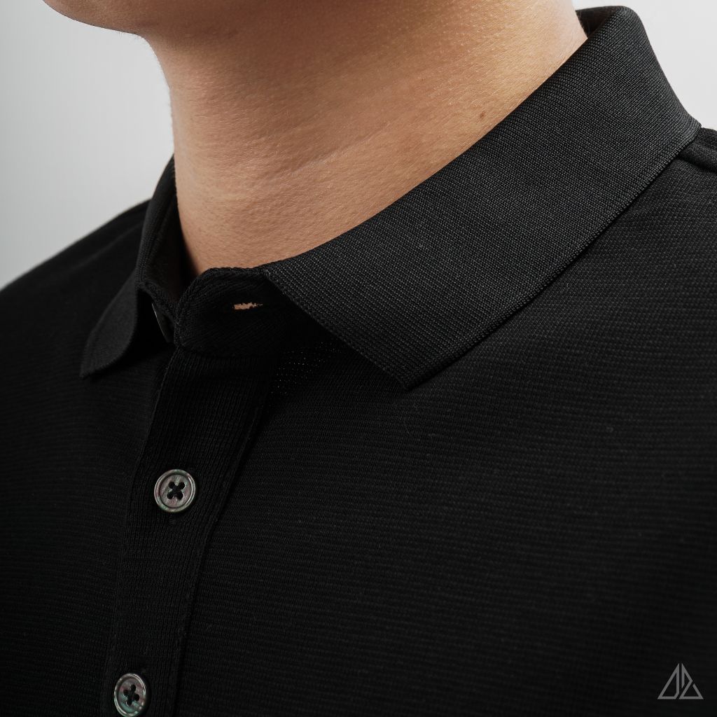 Áo polo phối viền sọc ngực xanh