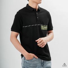 Áo polo phối viền sọc ngực xanh