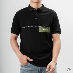 Áo polo phối viền sọc ngực xanh