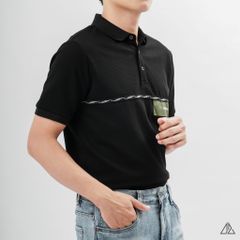 Áo polo phối viền sọc ngực xanh