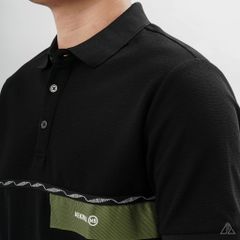 Áo polo phối viền sọc ngực xanh