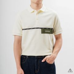 Áo polo phối viền sọc ngực xanh