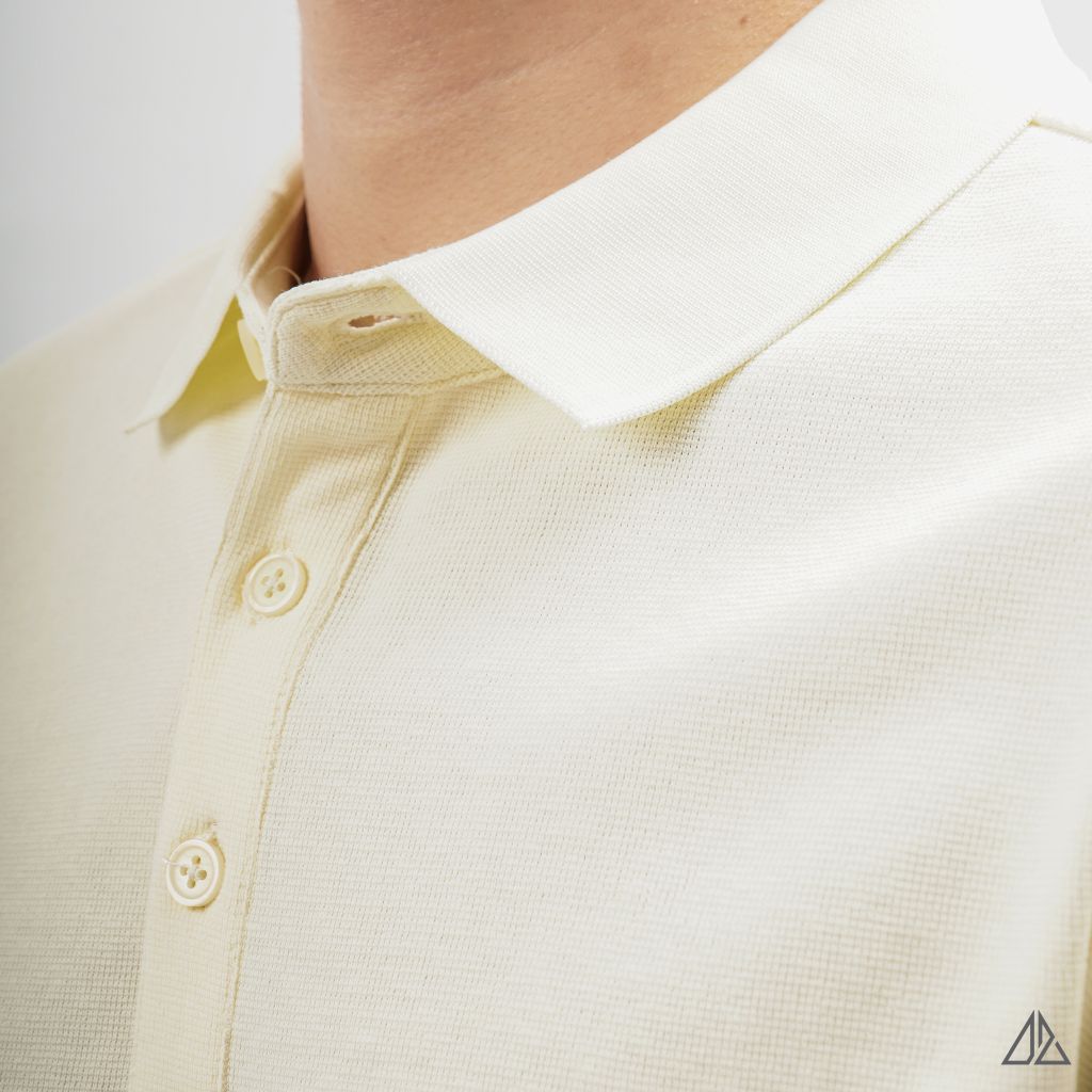 Áo polo phối viền sọc ngực xanh