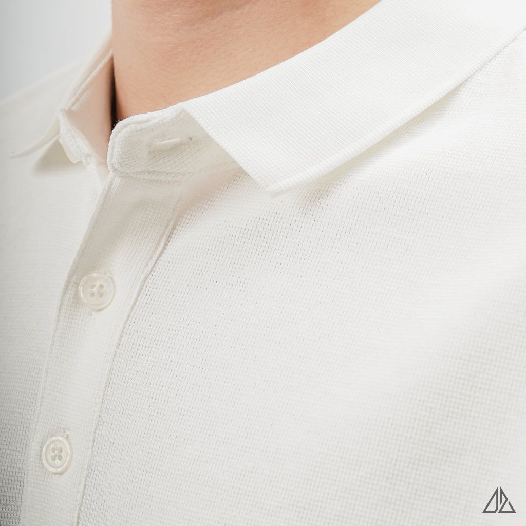 Áo polo phối viền sọc ngực xanh