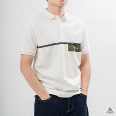 Áo polo phối viền sọc ngực xanh