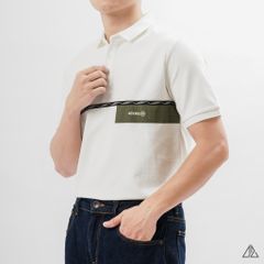 Áo polo phối viền sọc ngực xanh