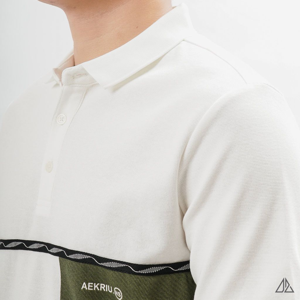 Áo polo phối viền sọc ngực xanh
