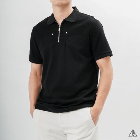 Áo polo ráp ngực dây kéo