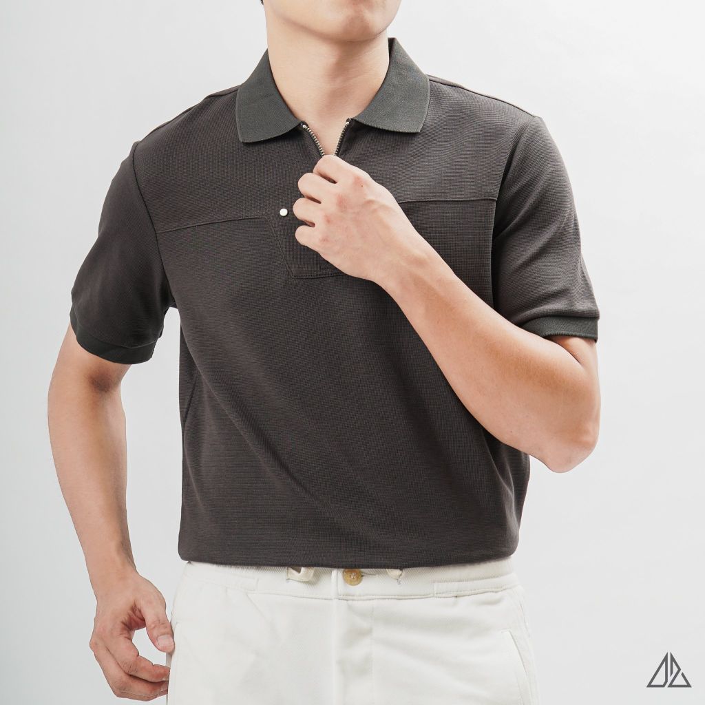 Áo polo ráp ngực dây kéo