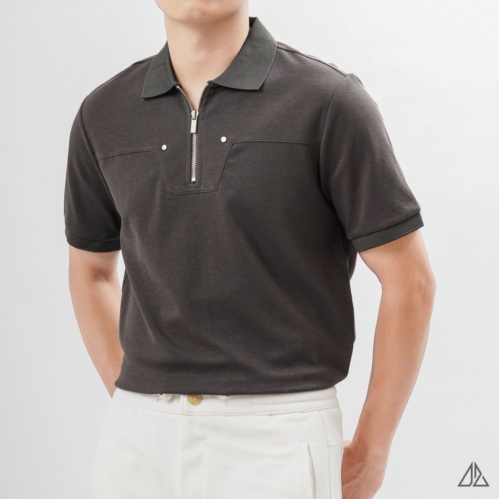 Áo polo ráp ngực dây kéo