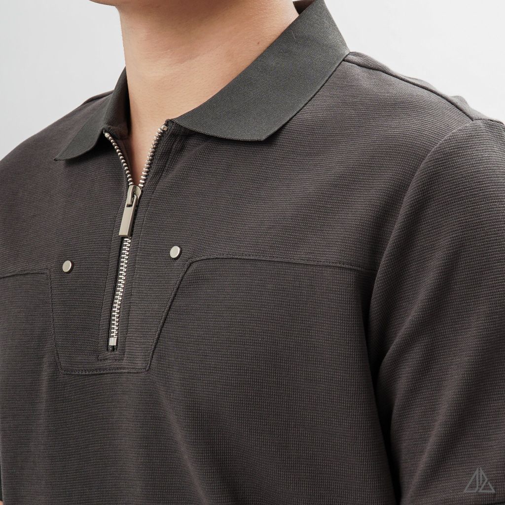 Áo polo ráp ngực dây kéo