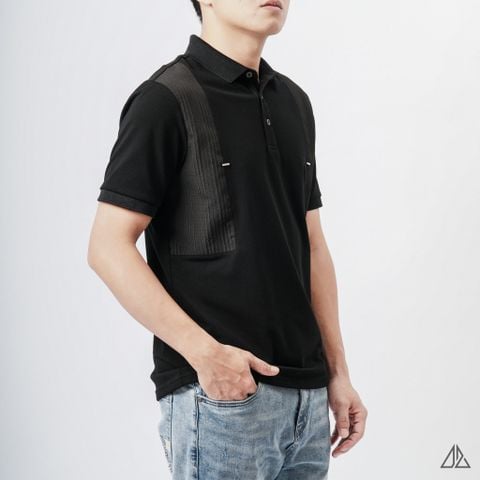 Áo polo phối vải nổi ngực