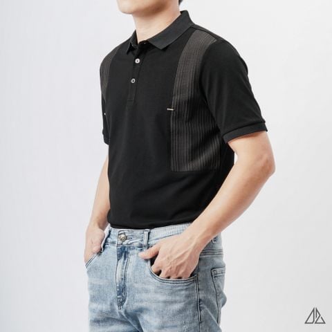 Áo polo phối vải nổi ngực