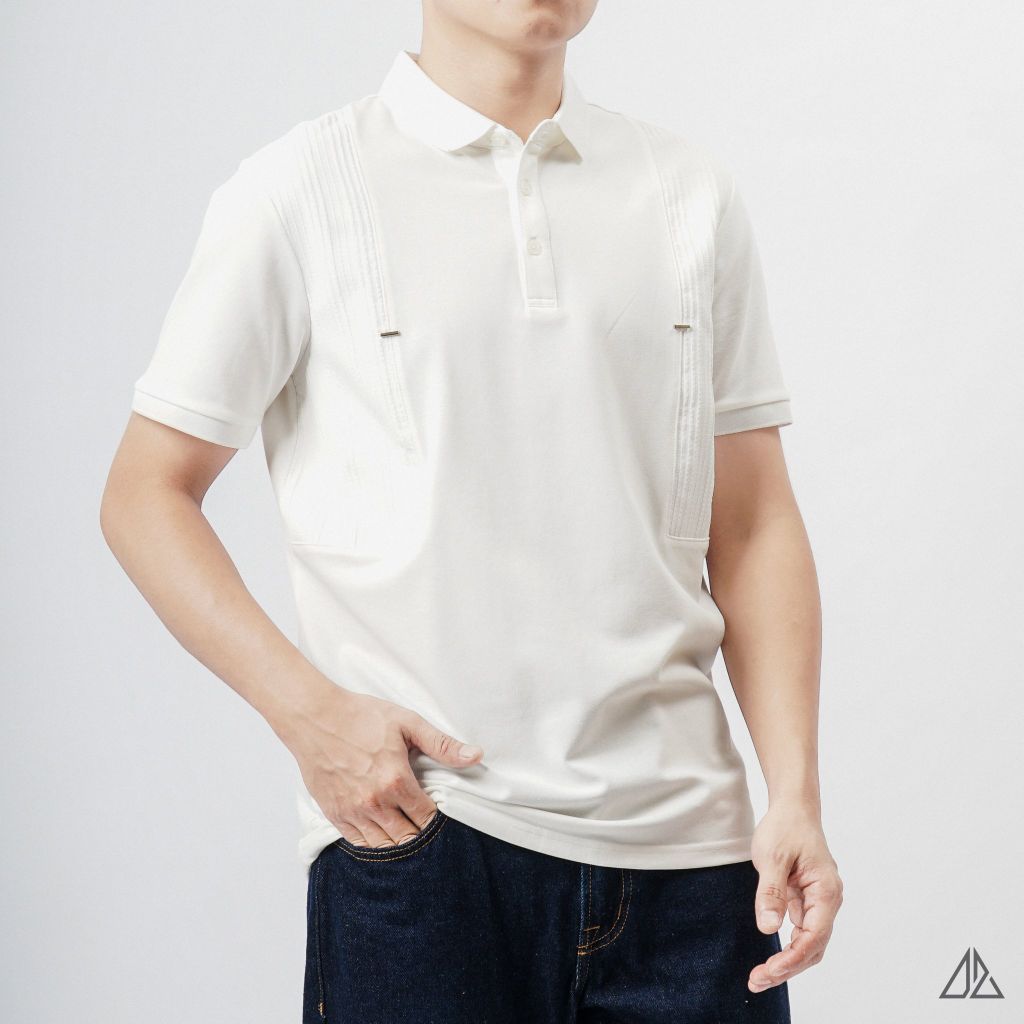 Áo polo phối vải nổi ngực