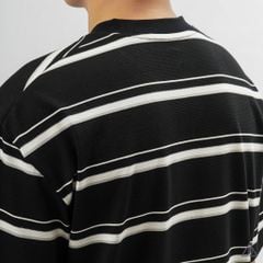 Áo thun cổ tròn vải gân sọc ngang