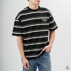 Áo thun cổ tròn vải gân sọc ngang