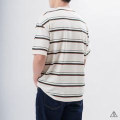 Áo thun cổ tròn vải gân sọc ngang