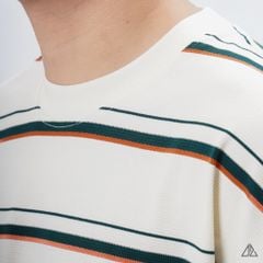 Áo thun cổ tròn vải gân sọc ngang
