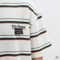 Áo thun cổ tròn vải gân sọc ngang