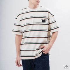 Áo thun cổ tròn vải gân sọc ngang
