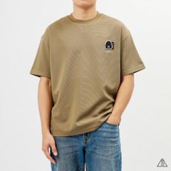 Áo thun cổ tròn vải gân thêu nón