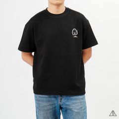 Áo thun cổ tròn vải gân thêu nón