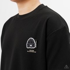 Áo thun cổ tròn vải gân thêu nón