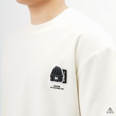 Áo thun cổ tròn vải gân thêu nón