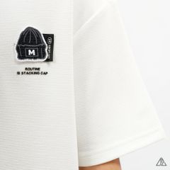 Áo thun cổ tròn vải gân thêu nón
