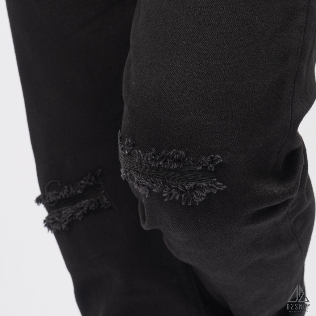 Quần jean đen rách gối DV226R