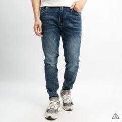 Quần jean xanh wash dập nổi túi DESIGN