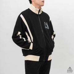 Áo khoác cổ đứng phối viền sọc thêu chữ M