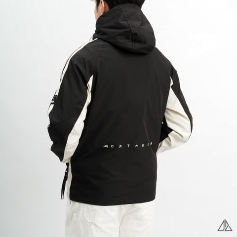 Áo khoác dù nón trùm phối viền tay áo raglan
