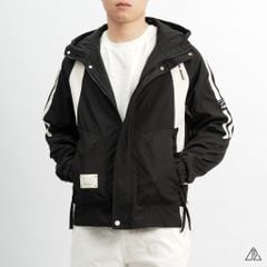Áo khoác dù nón trùm phối viền tay áo raglan