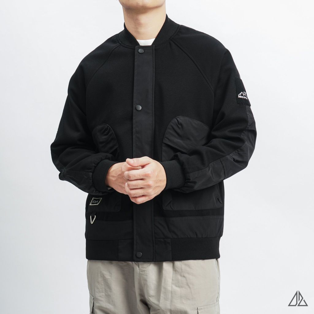 Áo khoác bomber nỉ sọc phối dù