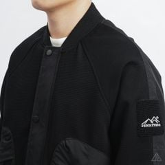 Áo khoác bomber nỉ sọc phối dù