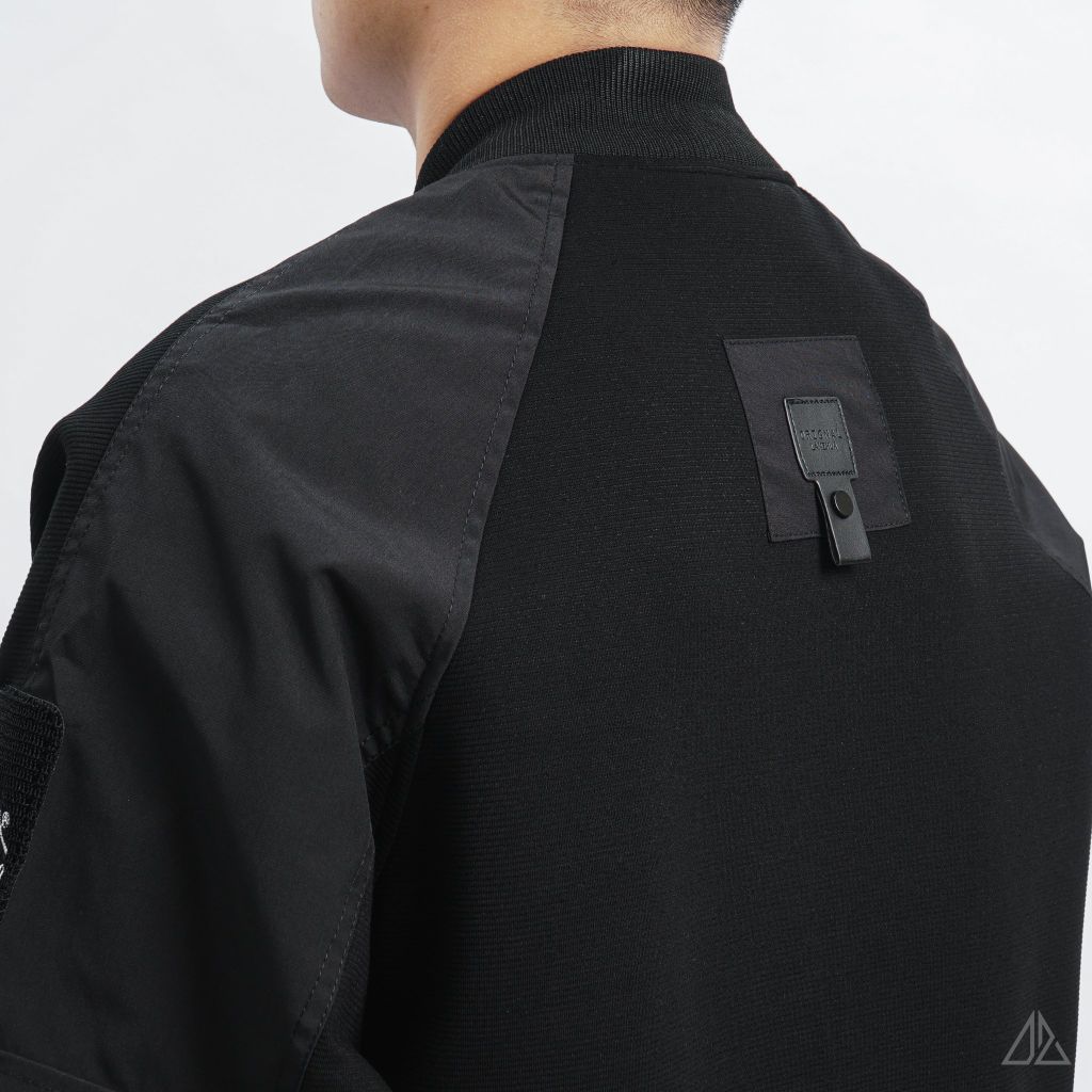 Áo khoác bomber nỉ sọc phối dù